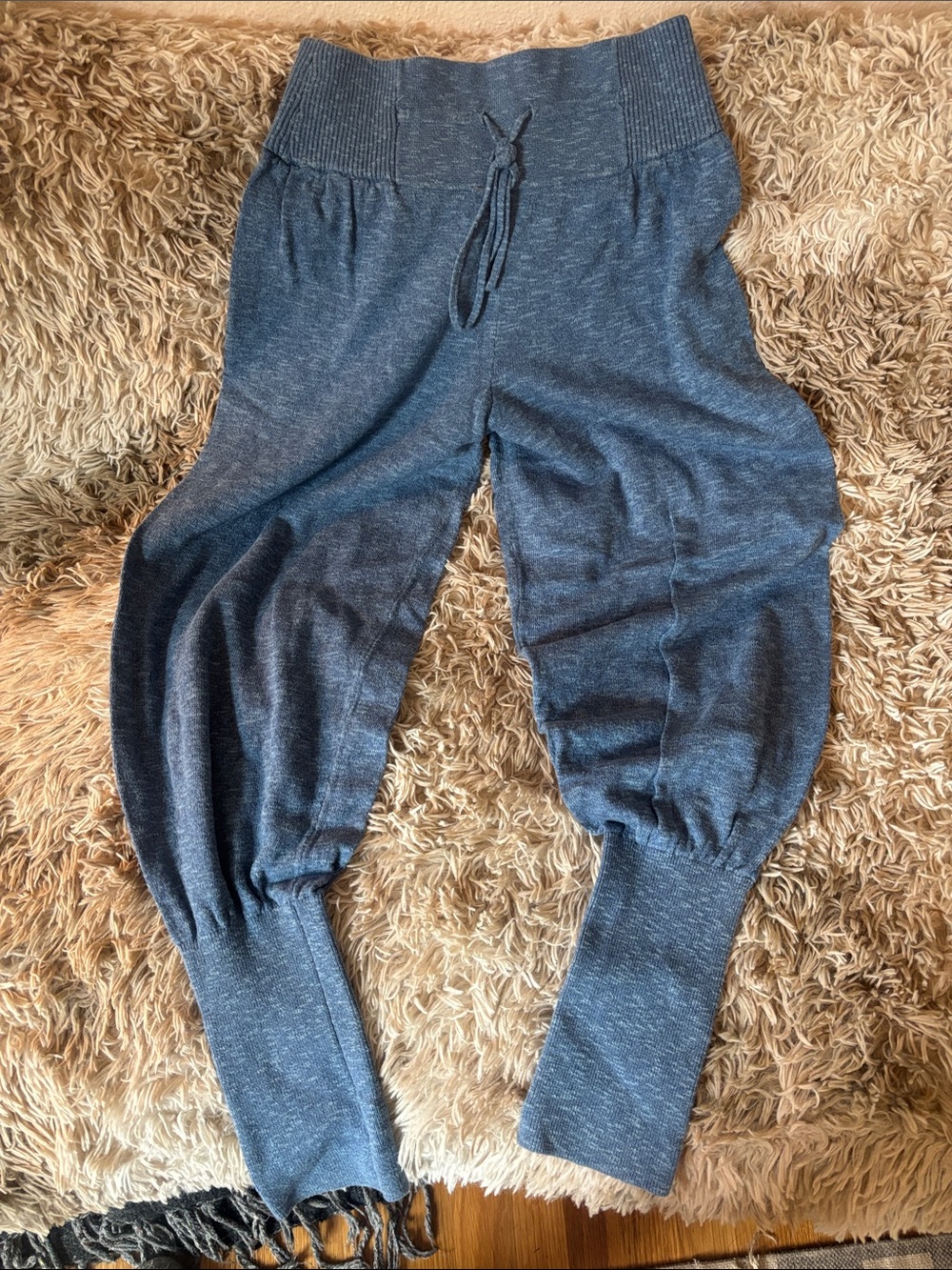 Women's Heather Navy Harem Jogger Pants with Rib Waistband